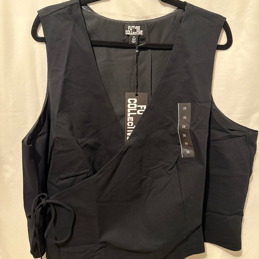 Future Collective 2X Black Wrap Top